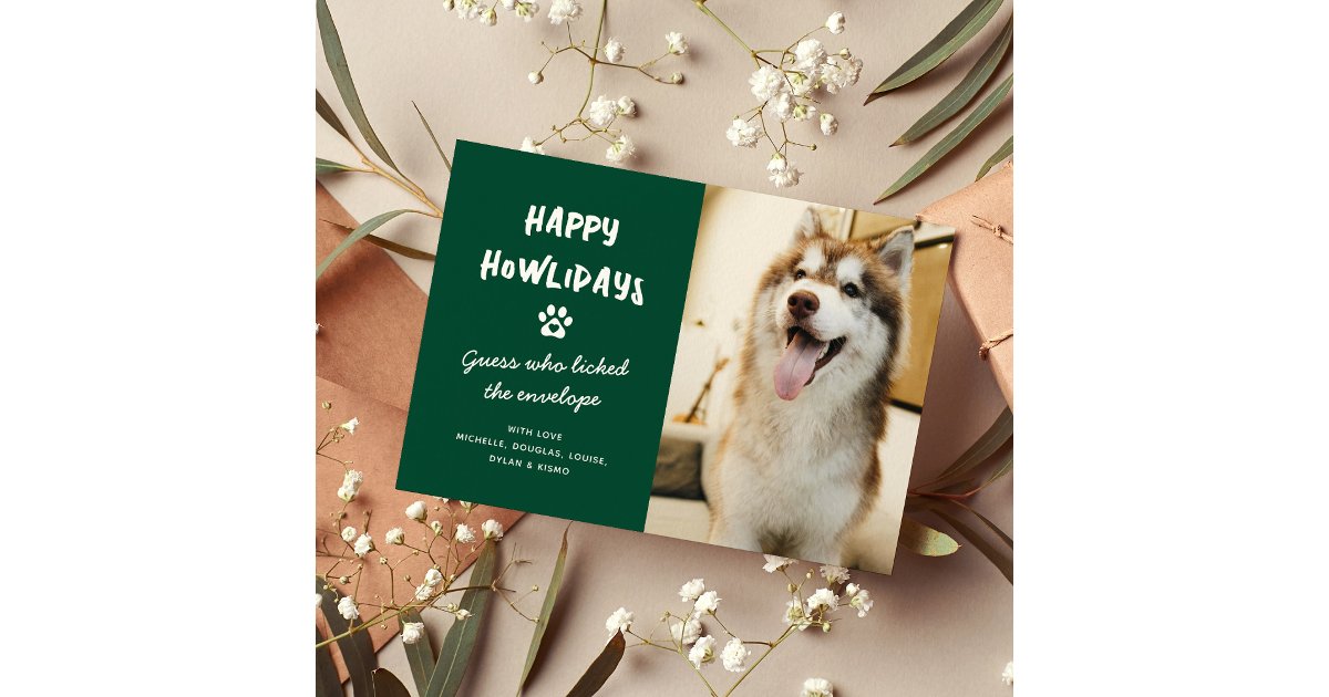 Funny Happy Howlidays Pet Dog Photo Christmas Holiday Postcard | Zazzle