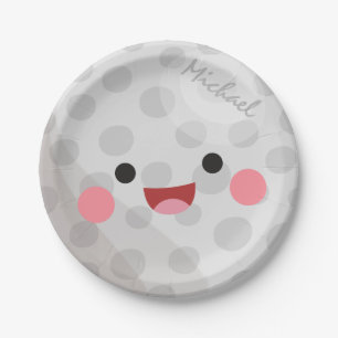 Funny Happy Kawaii Golf Ball Golfer Name Kid Party Paper Plates