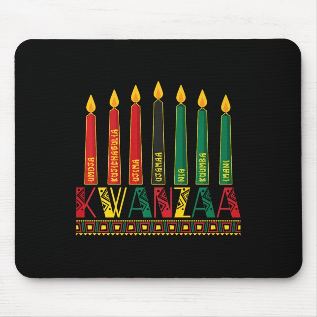 Funny Happy Kwanzaa Kinara Principles Candles Pan  Mouse Pad (Front)