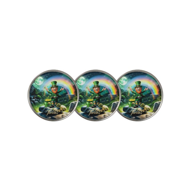 Funny happy  leprechaun  golf ball marker (3 Up)