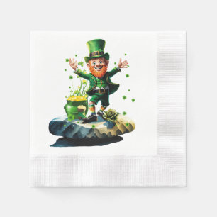 Funny happy leprechaun napkins