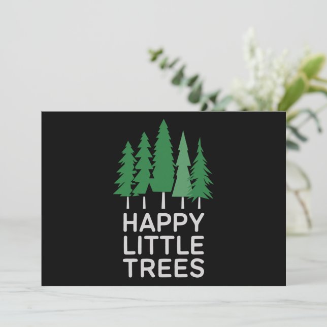 Funny Happy Little Trees Gifts Camping  Holiday Card (Standing Front)