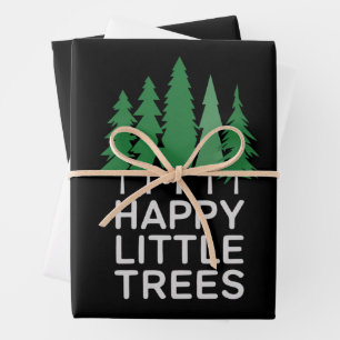Funny Happy Little Trees Gifts Camping  Wrapping Paper Sheets