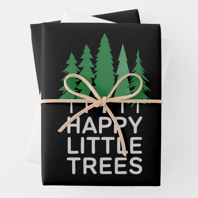 Funny Happy Little Trees Gifts Camping  Wrapping Paper Sheets (In situ)