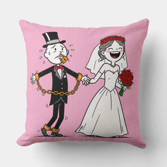 Funny happy marriage throw pillow (Front)