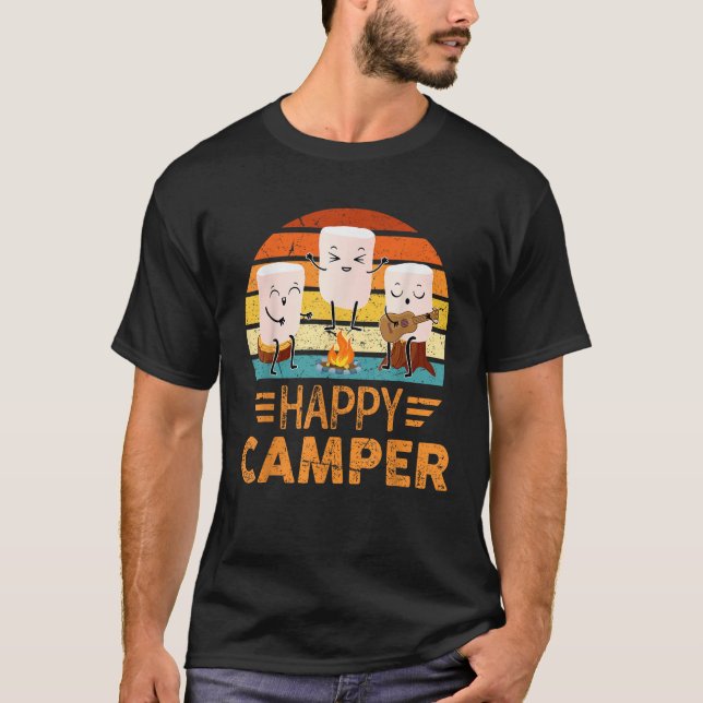 Funny Happy Marshmallow Camper Cute For Kids Women T-Shirt (Front)