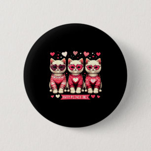 Funny Happy Meowentines Cute Valentine Cats Love C Button