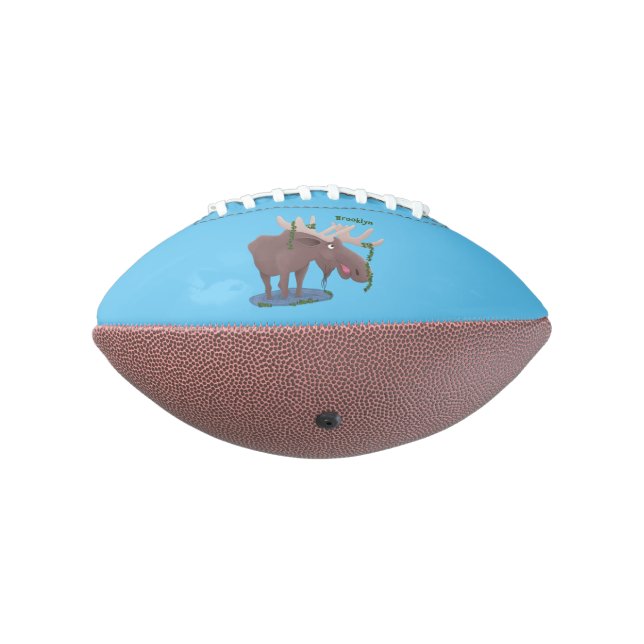Funny happy moose cartoon illustration football (Rotated 270)