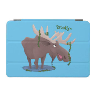 Funny happy moose cartoon illustration iPad mini cover