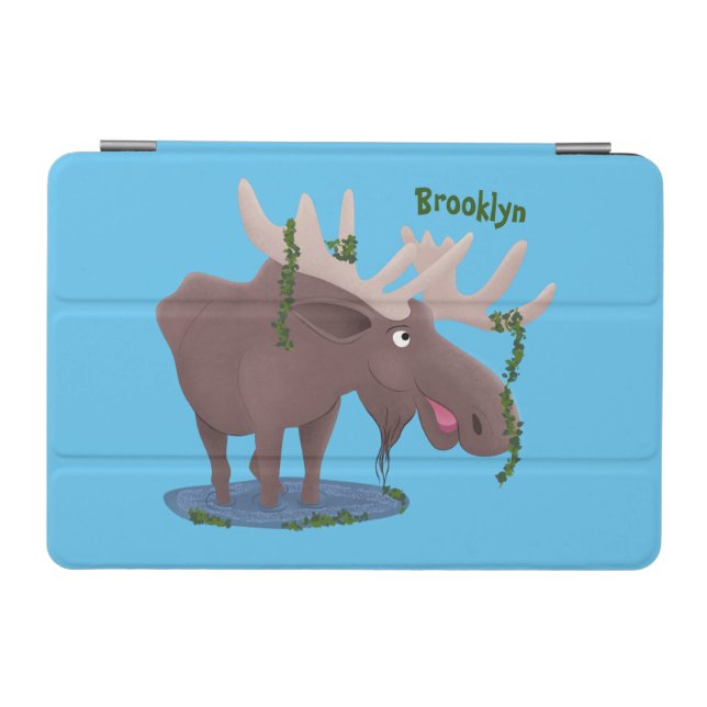 Funny happy moose cartoon illustration iPad mini cover (Horizontal)