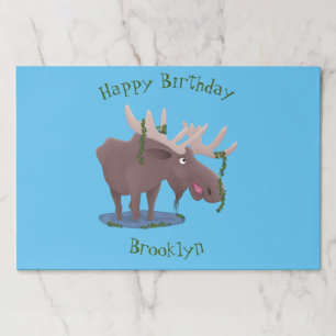 Funny happy moose cartoon illustration paper pad