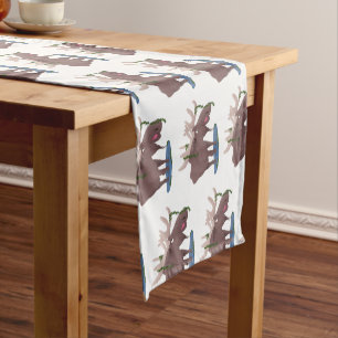 Funny happy moose cartoon illustration  short table runner