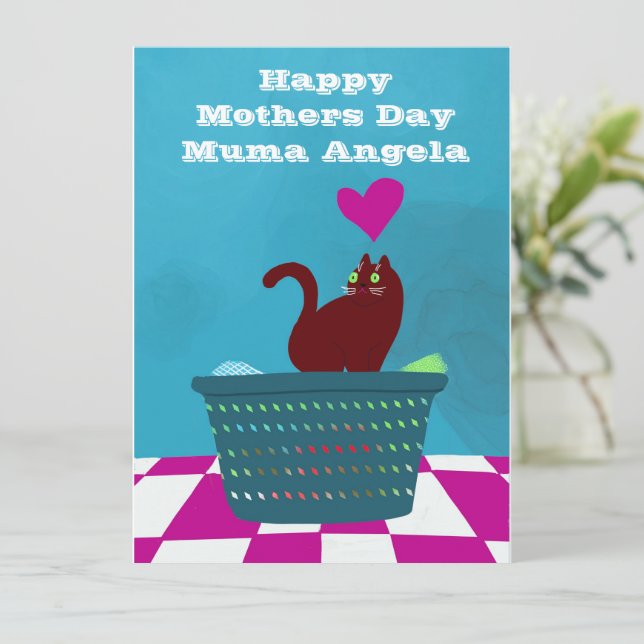 Funny Happy Mother’s Day from Bad Cat Custom Card (Standing Front)