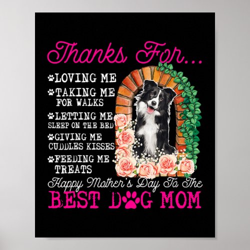 Funny Happy Mothers Day Best Dog Mom Cute Border Poster