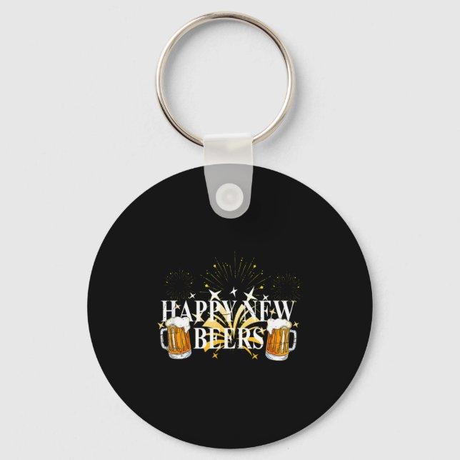 Funny Happy New Beers Drinking 2021 Nye Party Happ Keychain (Front)