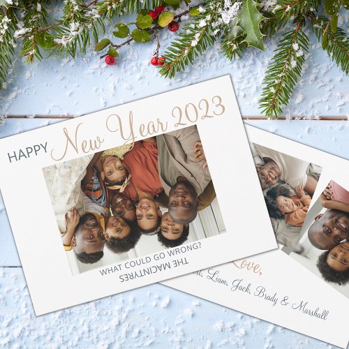 Funny Happy New Year 2024 Go Wrong Multi Photos Holiday Card