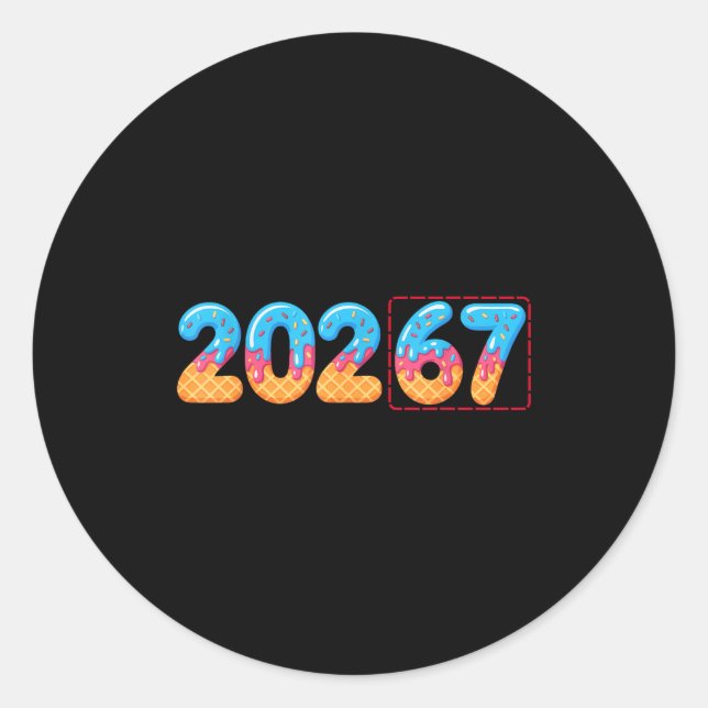 Funny Happy New Year 2026 20267 Ice Cream Drip 67  Classic Round Sticker (Front)