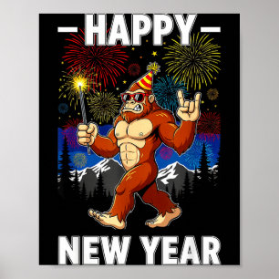 Funny Happy New Year 2026 Bigfoot Lovers New Years Poster