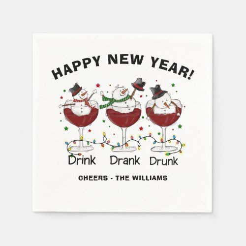 Funny Happy New Year Cocktails Napkin