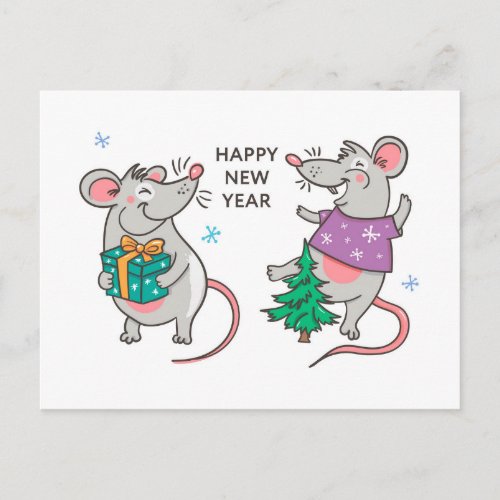 Funny Happy New Year Rat Postcard