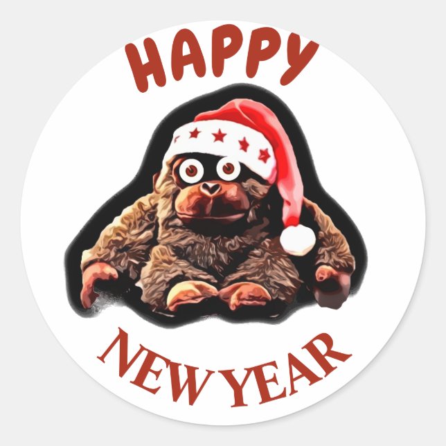 Funny happy new year sticker (Front)