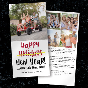 Funny Happy New Year Strikethrough Photo Holiday Card
