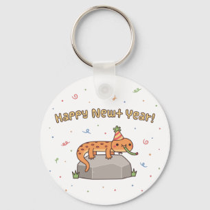 Funny Happy Newt Year, New Year Doodle Keychain