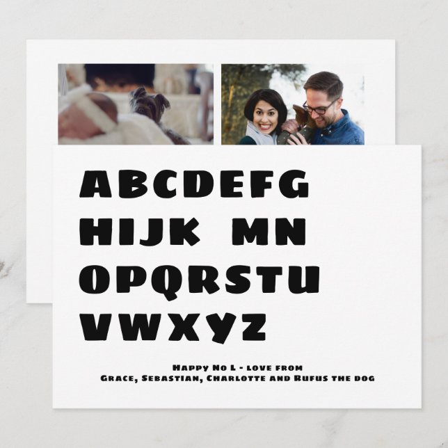 Funny Happy No L (Noel) Photo Personalized Card (Front/Back)