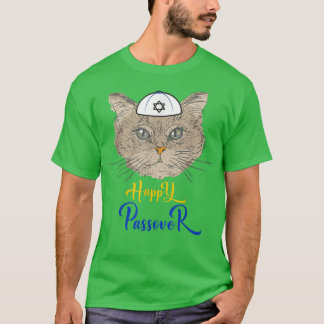 Funny happy passover cat funny seder jewish holida T-Shirt