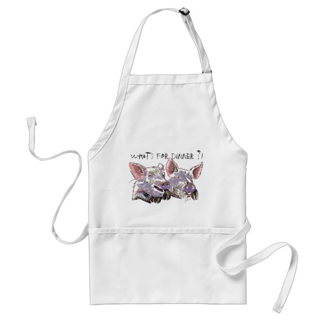 Funny Happy Pigs  What's for Dinner drawing Adult Apron (Front)