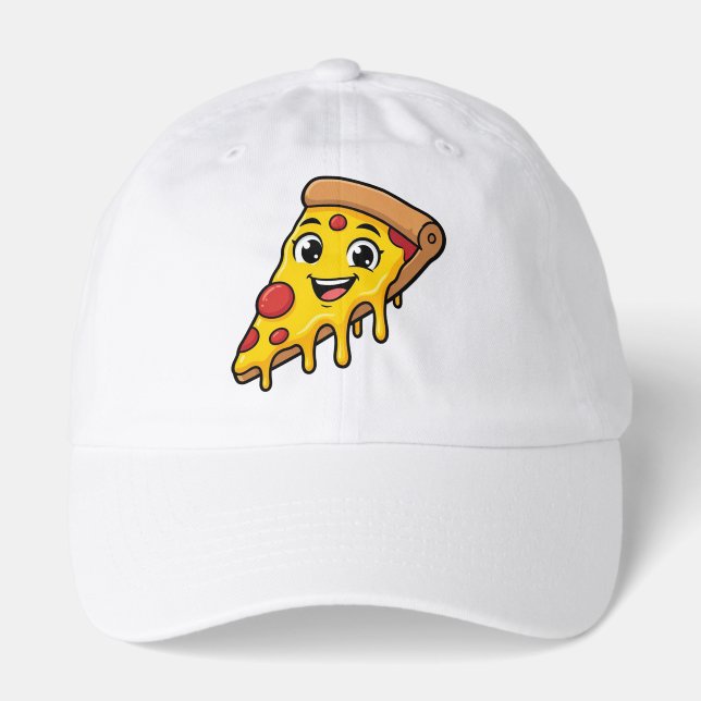Funny Happy Pizza Slice with Stretchy Cheese Cute  Hat (Front)