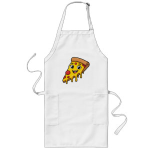 Funny Happy Pizza Slice with Stretchy Cheese Cute Long Apron