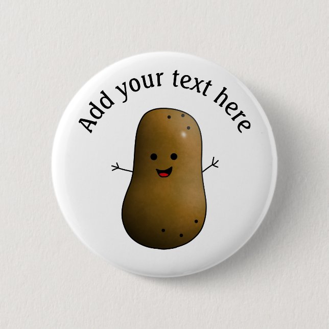 Funny Happy Potato Personalized Button (Front)