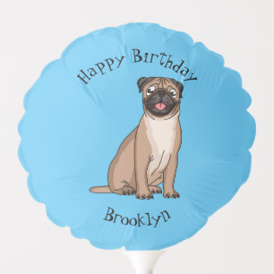 Funny happy pug dog cartoon illustration balloon
