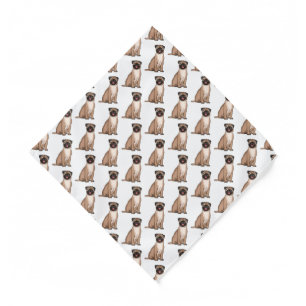 Funny happy pug dog cartoon illustration bandana