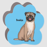 Funny happy pug dog cartoon illustration
