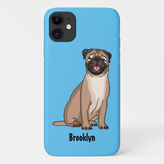 Funny happy pug dog cartoon illustration Case-Mate iPhone case (Back)