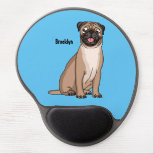 Funny happy pug dog cartoon illustration gel mouse pad