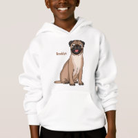Funny happy pug dog cartoon illustration