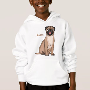 Funny happy pug dog cartoon illustration hoodie