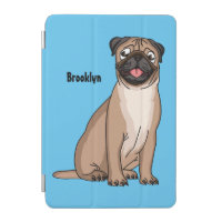 Funny happy pug dog cartoon illustration 