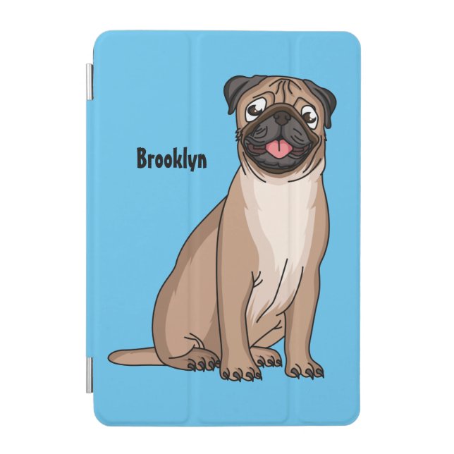 Funny happy pug dog cartoon illustration  iPad mini cover (Front)