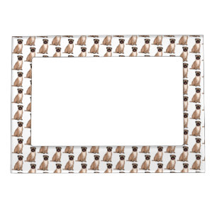 Funny happy pug dog cartoon illustration magnetic frame
