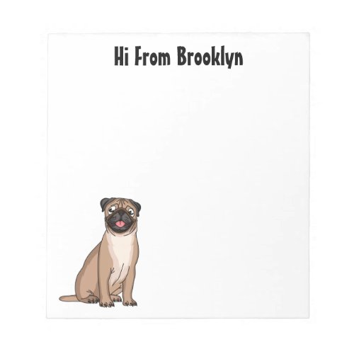 Funny happy pug dog cartoon illustration notepad