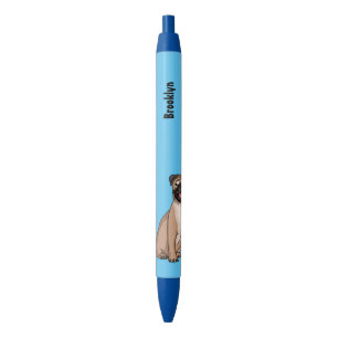 Funny happy pug dog cartoon illustration pen