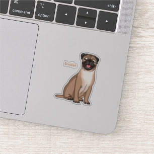 Funny happy pug dog cartoon illustration  sticker
