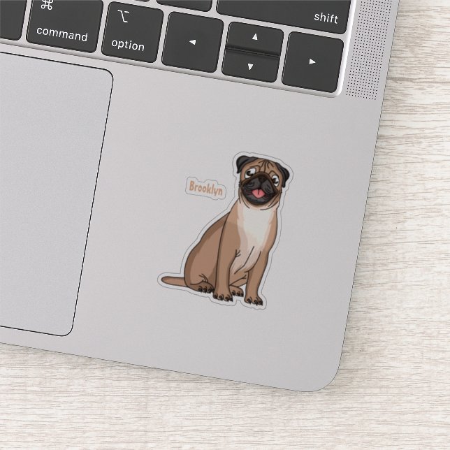 Funny happy pug dog cartoon illustration  sticker (Detail)