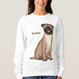 Funny happy pug dog cartoon illustration sweatshirt