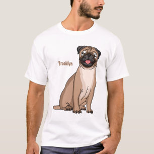 Funny happy pug dog cartoon illustration T-Shirt