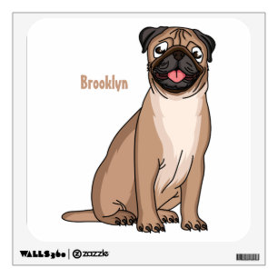 Funny happy pug dog cartoon illustration wall decal